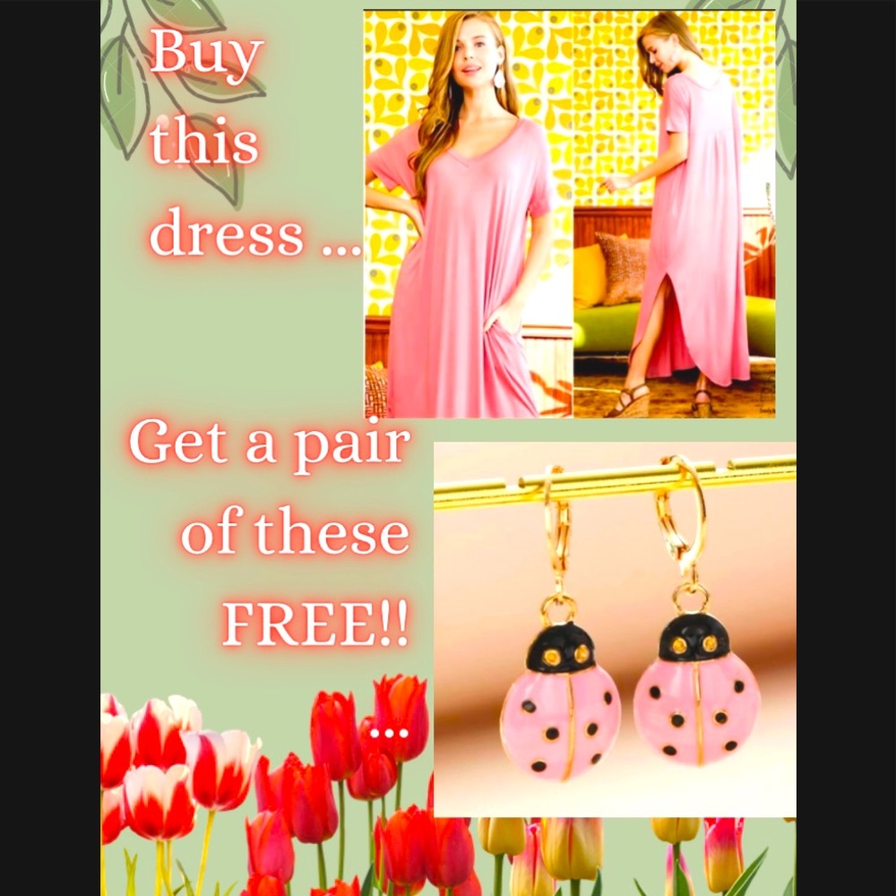 HELLO! 💁🏻‍♀️👋 NEW SALE!! 🆓FREE 💕🐞lady bug earrings w/this 👗💃🏻 purchase!